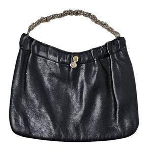 Vintage Ande Handbag Women S Black Leather Silver Tone Chain Purse Hand‎ Bag
